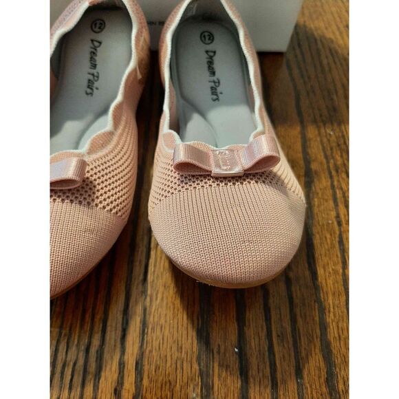 Girls Size 12 Dream Pairs Pink Ballet Flats Comfortable Slip-On Knit Shoes - Picture 6 of 10